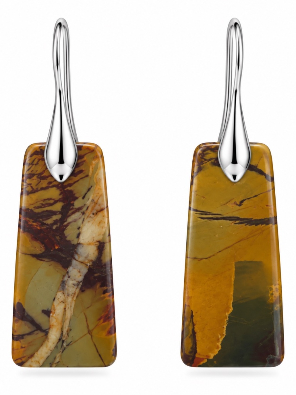 NWT Genuine Jasper Statement Drop Earrings